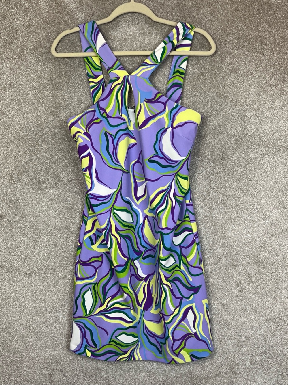 Boston Proper Dress Womens Small Purple Floral Stretch Sleeveless- 5319